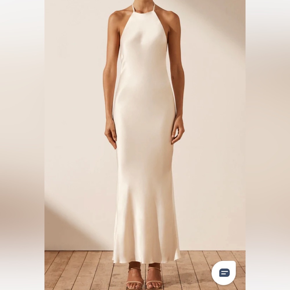 La Lune Low Back Halter Neck MIDI Dress - Cream